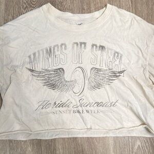 Hollister Cream Graphic Crop Top